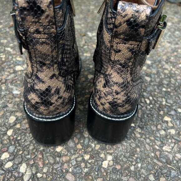 Joie Ragster Python Snakeskin Print Combat Boots in Camel Size 38 - Picture 7 of 12